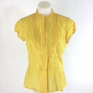 Chadwicks Ruffle Embroidered Button Front Blouse